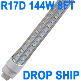 LED Light Bulbs 8 Foot , 2 Pin, 144W 6500K, T8 T10 T12 LED Tube Lights, 8FT LED Bulbs to Replace Fluorescent Light R17D HO Rotatable Shop Lights Dual-Ended Power crestech