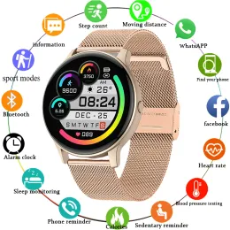 Orologi Smart Watch da donna Smartwatch impermeabile da donna rotondo Full Touch FitnessTracker monitor della pressione sanguigna per Android IOS Smart Clock
