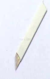 100pcs 12 Pin Permanet Makeup Makeup Manual Pen Blades Tatuaż Igły do ​​haftu do broku 3D Mikroblading Tatuaż Pióro Nowy F6825612