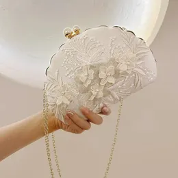 Women Flowers Evening Bags Egg Shaped Clutch Purse Mini Party Dinner With Chain Drop 240223