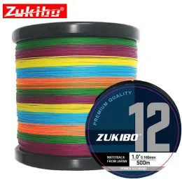 Lines ZUKIBO 500/300/100m 12 Strands PE Braid Fishing Line Multifilament Fishing Wire Carp Fishing Line Tool Saltwater Fishing Line