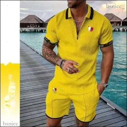 Mens Designer Tracksuits بالإضافة إلى حجم 3XL فاخر مجموعة من قطعتين 2023 الخريف العلامة التجارية المطبوعة المطبوعة قطنية مزيج قصير الأكمام تي شيرت و SORTS الرياضية بدلة رياضية 514