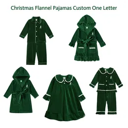 Clothing Sets Baby Boutique Christmas Kids Long T-shirt Set Custom Name Round Neck Girls Green Top Clothes And Pants With Nightdress Pajamas