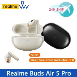 ヘッドフォンNew Realme Buds Air 5 Pro True Wireless Earphone 50dbアクティブノイズキャンセルLDAC Bluetooth 5.3ワイヤレスヘッドフォンHIFI品質