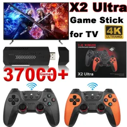 Consoles X2 Ultra Video Game Console 64G 37000 Jogos para Crianças TV Game Stick 2.4G Duplo Controlador Sem Fio GD10 Ultra para PSP PS1 FC