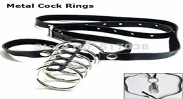 W1031 Mężczyzna skórzany kutas Bondage Penis Penis metalowe pierścienie wiązka Urządzenie Pasek dla dorosłych seks gra Fetysz Produkty dla mężczyzn6595565