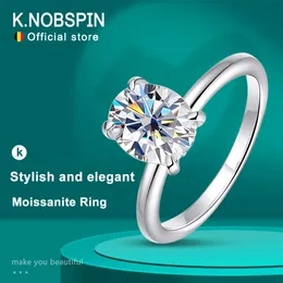 KNOBSPIN D VVS1 Oval Rings 4 Prong Setting Classic Trendy Women Engagement Wedding Band GRA Certified 925 Sliver Ring 240219