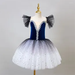 ステージウェアブルーグラディエントバレエドレス女性コスチュームダンサー衣装TUTUプロフェッショナル女性ダンスレディースドレス