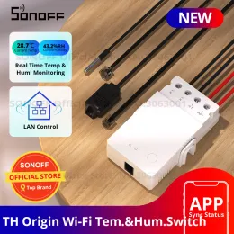 Controle SONOFF TH Origem Interruptor Wifi Controlador de casa inteligente Interruptor de monitor de temperatura e umidade 20A Max SONOFF TH10/16 Versão de atualização