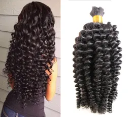 Mongolian Kinky Curly Bulk Hair 100g Braiding Human Hair a granel sem trama Afro enlameado em massa Curly Hair4466735