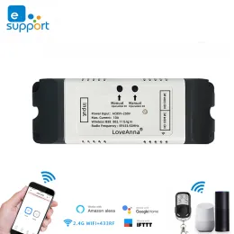 Controllo eWeLink Interruttore per porta scorrevole intelligente, 2 relè Wifi a 4 canali, DC 12V 24V 32V AC 110V 220V Motore per tende Inching Modulo autobloccante