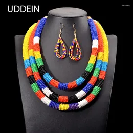 Necklace Earrings Set UDDEIN Handmade Ethnic Customs Boho Bead Vintage Statement Maxi Collar Party Gift Collier African Jewelry