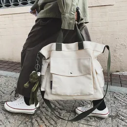 Unisex väska stor kapacitet crossbody axelväskor kvinnor handväskor svartvitgröngulgad solid färg canvas skola stor tote 240229