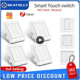 Controle Zigbee Smart Wall Light Switch Sem Neutro / com Controle de Associação de Muilticontrol Neutro trabalha com Alexa Google Home Alice