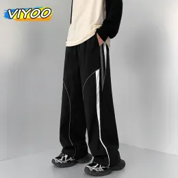 Pantolon Erkekler Y2K Striped Baggy Kargo Pantolon Sweatpants Sportswear Geniş Bacak Harajuku Track Pantolon Pantolonlar Erkekler Kore Sonbahar Giysileri