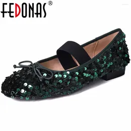 Dress Shoes FEDONAS 2024 Spring Summer Women Pumps Round Toe Sweet Fashion Blingbling Casual Working Low Heels Woman Arrival