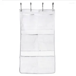 Storage Bags Quick Dry Hanging And Bath Organizer With 6 Pockets On Shower Curtain Rod Liner Hooks Mesh
