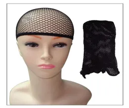 6 pçs peruca boné de tecelagem de cabelo preto alta stretchable elástico hairnets com topo fechado para peruca fazendo caps5207655