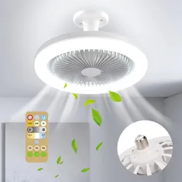 Ventilatore da soffitto con luci, base convertitore E27 Lampada a sospensione da soffitto con telecomando intelligente da 30 W con ventilatore per soggiorno