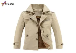 MKASS Marke 2017 Herbst Winter Men039s Trenchcoat Plus Samt Verdickung Männlichen Casual Trenchcoat Outwear Plus Größe M5XL3498955