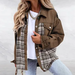 Fashion Casual Pleid Jacket Women Autumn and Winter Loose Denim Long Sleeve Large Size Womens Coats 240229