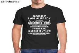 Sorry I Am Already Taken By A Awesome Girl Men039s Funny Tshirt Harajuku Short Sleeve Graphic T Shirt Tees Tops Valentine Gift2423446