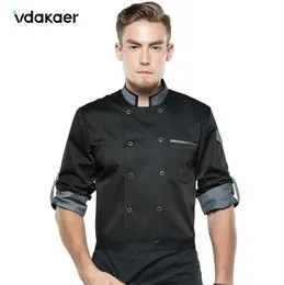 Camisa do chef jaqueta de manga longa ajustável das mulheres dos homens unissex casaco de cozinheiro restaurante el cozinha wear uniforme de garçom 2207271331116