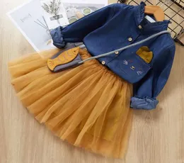 3 PCS Spring Spring New Toddler Girls Clothes Fashion Kids Assoridered Denim Shirt Dress Bag Bag Suit Suit Disual Kids039S Clothing8657404