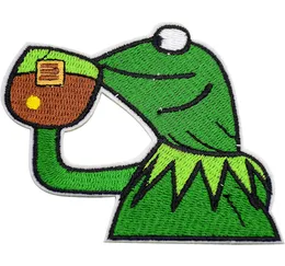 Trinkender Frosch Nähen Ideen Stickerei Patches zum Aufbügeln für Kleidung Hemd Hüte Taschen DIY benutzerdefinierte Patch7189061