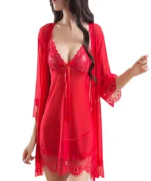 Women039s Sleepwear Women Sexy Pyjamas Set Lace See Through Nightgown Bow Babydoll Dress GString Pijamas Femmes sömlös under 1320855