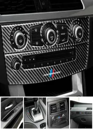 Adesivos de carro interior engrenagem shifter modificação saída ar cd painel fibra carbono guarnição decorativa para bmw e60 20042010 5 series3551677