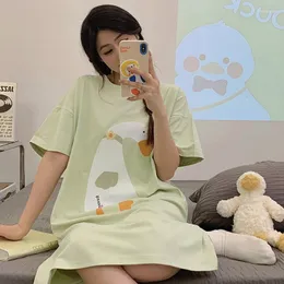 Women's Sleepwear 2024 Summer Short Sleeve Cotton Nightgowns For Women Korean Cute Cartoon Night Dress Nightdress Femme Home Nighty