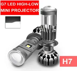 2PCS H4 H7 G7 LED HILOW MINI Projector Lens Headblick Car Potorcycle Line Line Line Beam Super Turbo Fan 12V 5500K 55W 8000LM1442782