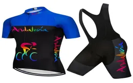 Yarış setleri ekibi Endülüs bisiklet forması bisiklet giyim kısa kollu ropa Ciclismo Men039s Yaz Pro Wear Maillot Culotte Suit4213018
