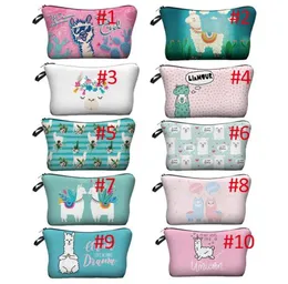 MPB002 carton alpaca print Cosmetic Bags girl Ladies Hand bag Nylon fabric makeup Travel Storage Bag shipment1436480