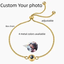 Stainless Bracelet Personalized Po Adjustable Circle Custom Projection Image Box Chain Memorial Birthday Valentines Day Gift 240301