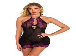 Lingerie sexy da donna Lingerie di lusso in pizzo da notte Set Designer Sleepwear Camicia da notte Fasciatura GString Vedere attraverso il sonno trasparente sexy9112110