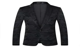 MEN039S Suits Blazers Camo Man Blazer Bir Düğmesi Siyah Mens Suit Ceket Balo Partisi Moda Üstleri Erkek Ceket Foviva JC0035793495