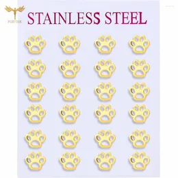 Stud Earrings Puppy Dog Cat Pet Paw Print Golden Stainless Steel Animal Earings Set For Women Girls Jewelry Ornaments Wholesale