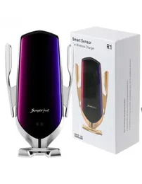 R1カーワイヤレス充電器自動クランプ10W QI高速充電ホルダーiPhone samsung huawei air vent phone with with retail7584177