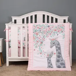5 PCS Baby Crib Sängkläder för flickor inklusive quilt Crib Sheet Crib kjolbumpare och kuddefodral 240220