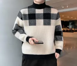 Men039s Sweaters Bd5519 Men Knitted Sweater Korean Style Personality Plaid Daily Handsome Boyfriend Trendy Fashion Brand Mock 8915141