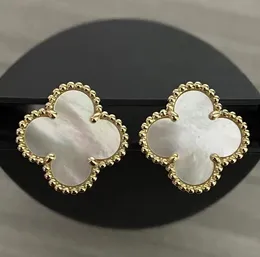 Vanish Designer Clover Studs Серьера Винтаж четырех листовых клевер -шарм -шпильки Vanclef Серьги из нержавеющей стали Agate для женщин свадебные ювелирные изделия 147