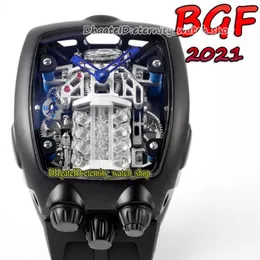 BGF 2021 Ultimi prodotti Motore a 16 cilindri super funzionante Quadrante nero EPIC X CHRONO CAL V16 Orologio automatico da uomo Cassa nera eternit270m