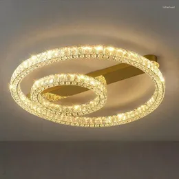 Ceiling Lights Luxury Ring Light Modern Indoor Living Room Crystal Golden Gloss Dimmable LED Chandelier