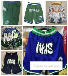 プリントDALLAS039039MAVERICKS039039MEN BASKETBALL SHORTS Just Just Don Stitched MitchellとNessとポケットジッパーSweatp7978154