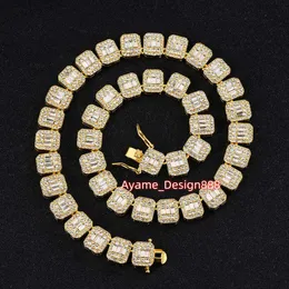 Biżuteria hip -hopowa 12 mm Pełna bling diamond Moissanite Tennis łańcuch 925 Srebrny mrożony naszyjnik biżuterii