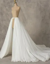 Overskirt branco sobreposição de noiva casamento tule longo sobre saia maxi destacável 2103153429997