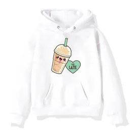 Latte Baskı Kızlar Hoodie Boys Sweatshirtler Uzun Kollu Hoody Çocuklar Sonbahar Günlük Stil Kıyafetleri Toddler Dış Giyim 2-14 Yıl 240301