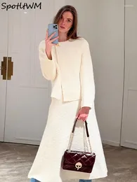 Arbetsklänningar eleganta tweedjackor för kvinnor kostymer höst vinter 2024 koreansk mode y2k lång ärm täckt knapprockar kjoldräkt uppsättningar